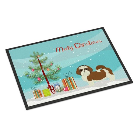 Carolines Treasures 24 x 36 in. Shih Tzu Christmas Tree Indoor or Outdoor Mat CK3563JMAT